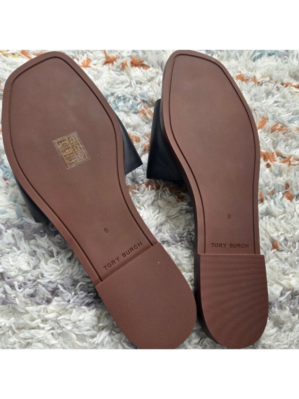 Tory Burch Ines Logo Slide Sandal in Perfect Black Leather Size 8 - Picture 4 of 5